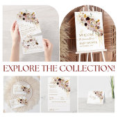 Wildflower Herfst Elegant Goud Baby Meisje Douche All In One Uitnodiging