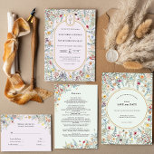 Wildflower Mint Groen Bruiloft Monogram Acryl Uitnodigingen