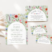 Wildflower Witte Bloemen Baby shower Dank u kaart