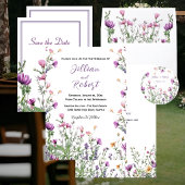 Elegante Paarse Wildebloementuin Bruiloft Spandoek