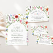 Wildflower Floral Baby shower Dank u gunst Ronde Sticker