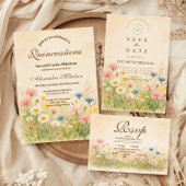 Quinceañera Weide Goud Wildbloem Save The Date