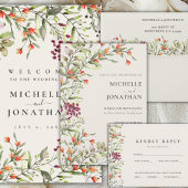 Wildflower Meadow bruiloft uitnodiging - Ecru