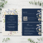 Navy Spring Wildflower Meadow Gast Naam Adres Sticker (Personaliseer de collectie van deze zelfstandige maker.)