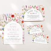 Wildflower Roze Meisje Boeken voor Baby shower Informatiekaartje