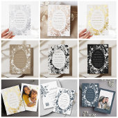 All in One Wildflower Lijst Navy & Witte Bruiloft Kaart