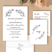 Elegante minimale Wildflower bruiloft uitnodiging