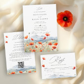 Bergweide Zomer Papavers Romantisch Huwelijk Menu