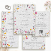After Party Wildflower Garden Ivory Modern Wedding Kaart
