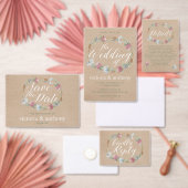 Wilde bloem op Kraft Country Weddenschap Kartonnen Onderzetters (Personaliseer de collectie van deze zelfstandige maker.)