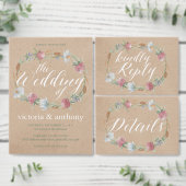 Wildflower krans op Kraft land Bewaar de datum Save The Date (Personaliseer de collectie van deze zelfstandige maker.)