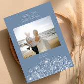 Wildflowers Elegant Boho Dusty Blauw Fotobruiloft Save The Date