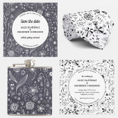 Monochrome wilde bloem Moderne bruiloft Kaart