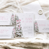 Blue Bow Winter Wonderland Boy Baby shower Kaart