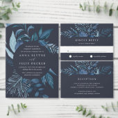 Winter Azure | Blauwe botanische bruiloft Ronde Sticker (Personaliseer de collectie van deze zelfstandige maker.)