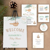 Winter baby shower rustic tree bedankkaart