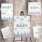 Winter Wonderland Glitter Baby shower Cadeaulabel