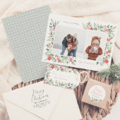 Delicate Winter Foliage Familienaam Kerstmis Cadeaulabel