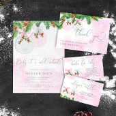 Kerst Roze Meisje Baby shower Hot Chocolate Bar Poster