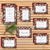 Winter Kerstmis Groen Rood Bruiloft QR Code RSVP Kaartje