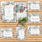 Winter Kerstmis groen wit bruiloft Kaart