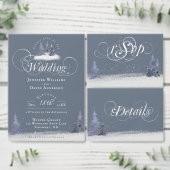 Winter Wonderland Stof Blauw Pijnboom Sneeuw Bruil Kaart (Personaliseer de collectie van deze zelfstandige maker.)