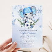 Winter Elephant Snowflake Baby shower Kaart