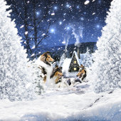 Sable Rough Collie & Lamb, Magic White Kerstmis - Briefkaart