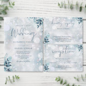 Winter Sneeuwvlokken Bloemen QR Code Trouwfoto All In One Uitnodiging (Personaliseer de collectie van deze zelfstandige maker.)