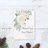 Ivoor Waterverf Bloemen Winter Bruiloft Vierkante Sticker