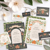 Baby shower voor winterbladdieren in het bos kaart