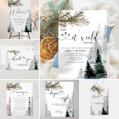 Waterverf Evergreen Winter Forest Hartelijk dank Informatiekaartje