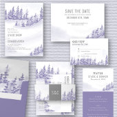 Monogrammed Lavender Winter Forest Wedding Uitnodigingen Wikkel