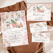 Winterroze bos dieren meisjesboeken voor Baby Informatiekaartje