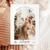 Modern Boho kerstkaart, Arch Photo Holiday Inv Kaart