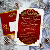 Elegant Winter Botanisch Monogram - Smaragd All In One Uitnodiging