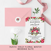Rustieke Winter Holly Bloemen Bruiloft Retouradres Etiket