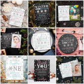 Winter ONEderland Chalkboard 1st verjaardag Servet
