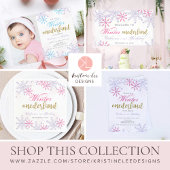 Winter Onederland Roze Sneeuwvlokken Modern T-shir