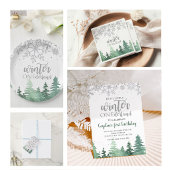 Winter Onederland Zilveren Sneeuwvlokken en Bomen Wandkleed