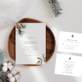 Minimalistische Winter Pine Branch & Cone Wedding Bedankkaart