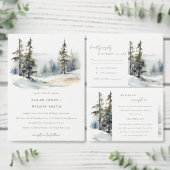 Chic Winter Pine Trees Sneeuwlandschap Trouwen Save The Date (Personaliseer de collectie van deze zelfstandige maker.)