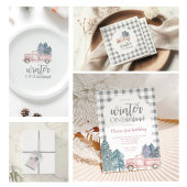 Winter Onederland Eerste Birthday roze vrachtwagen Kaart