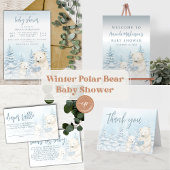 Blue Winter Polar Beer Waterverf Baby shower Briefkaart