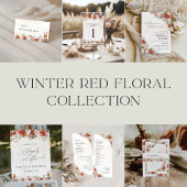 Winter Red Greenery Pinecone Engagement Party Kaart