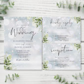 Rustiek groen Monogram Winter bruiloft diner Menu (Personaliseer de collectie van deze zelfstandige maker.)