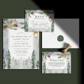 Winter Rustic Pine Trees Lantern Botanical Wedding Papieren Bordje