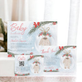 Wintersneeuwijs baby shower met kerstmis kaart