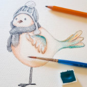 Groene Schattigee Sparrow Waterverf Handbeschilder Cadeaupapier