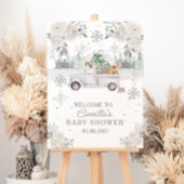 Winter White Floral Woodland Diaper Raffle Informatiekaartje